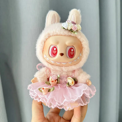 17cm Labubu II Idol Dolls Sitting Party Cute Mini Plush Doll'S Clothes Outfit Accessories For Korea Kpop Exo Clothing DIY Gift