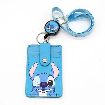 Cartoon Lanyard Badge Reel Work Name Card Holder Three Cards Pockets Business Work ID Badge Card Cover Children's Bus Card Bag