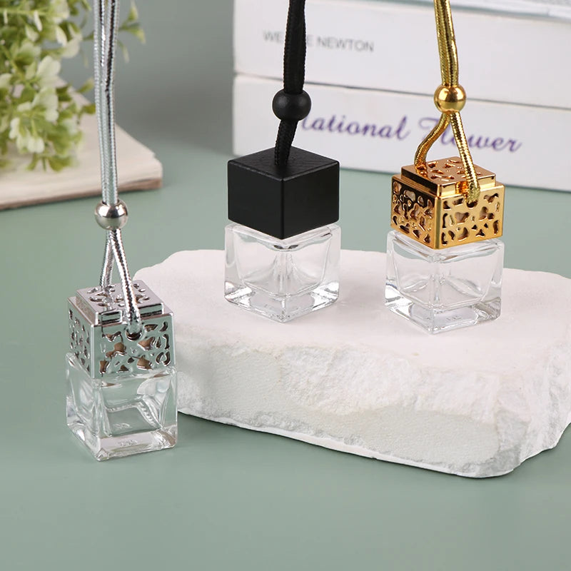 1PC Perfume Hanging Refillable Bottles，Essential Oil Glass Bottle Decoration Car Pendant Fragrance Air Freshener Ornament