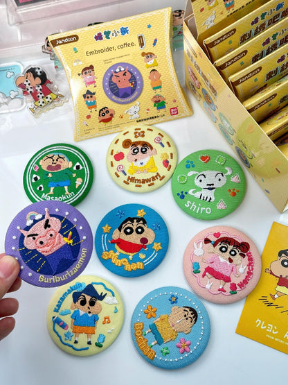 Authentic Simple Crayon Small New Blind Box Mini Biscuit Bar Bean Tinplate Millet Blind Box Small Badge Pendant