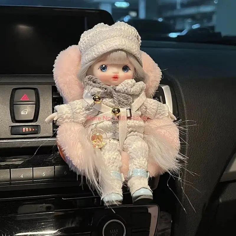 Hot Labubu Doll Car Seat Car Outlet Decorative Aromatherapy Cartoon Ornament Kawaii Model Doll Car Decoration Girl Surprise Gift