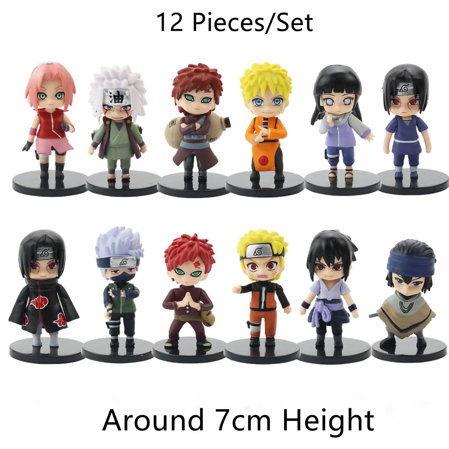 12 Pcs/Lot Kawaii Mini NARUTO Figure Sasuke Kakashi Itachi Gaara Jiraiya Q Verison Figurine 7-8cm Wholesale PVC Model Toys