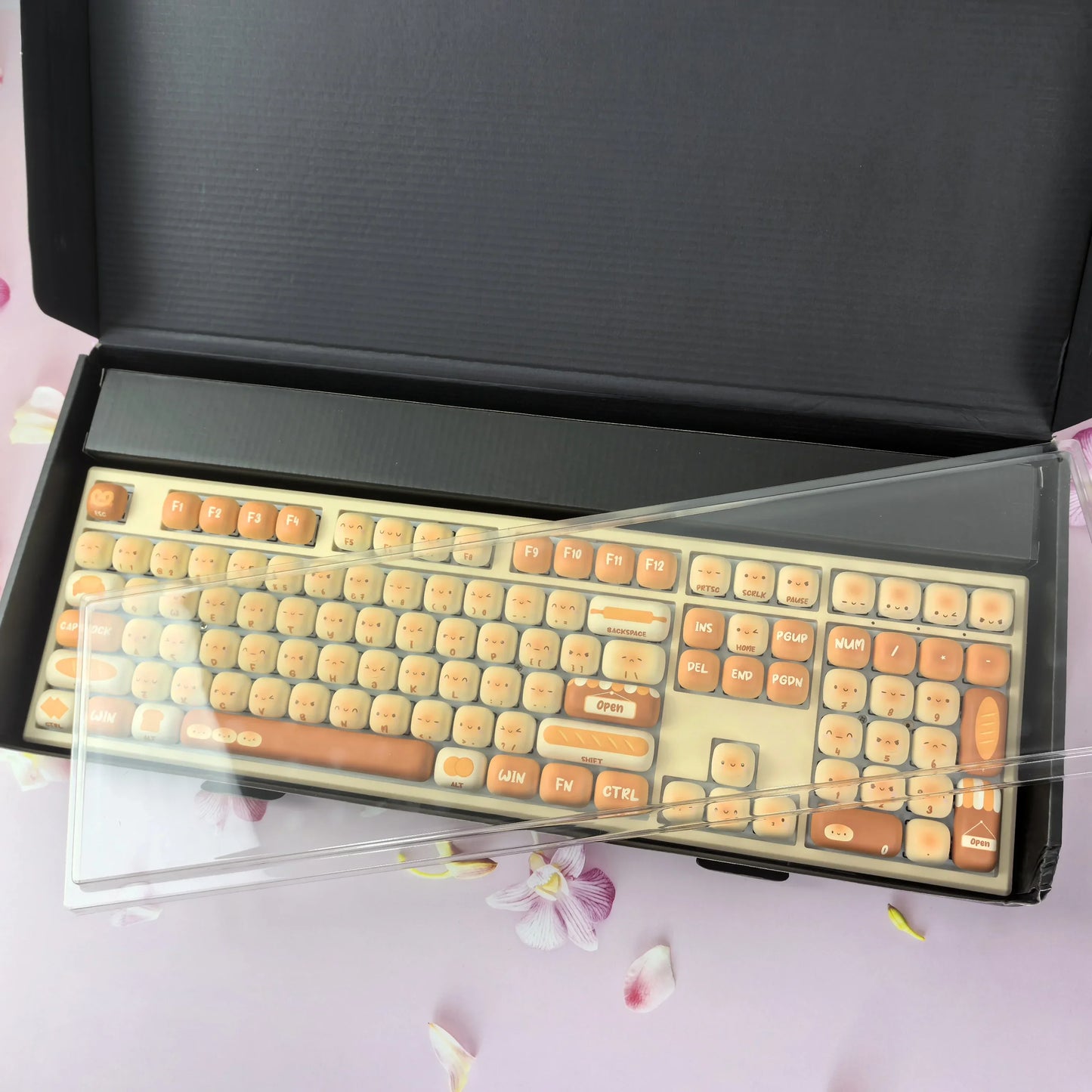 Steamed Bread Cute Mechanical Keyboard Hot-Swappable Three Mode 108 Keys Wireless Gaming Keyboard with MOG Keycaps Girls Gifts