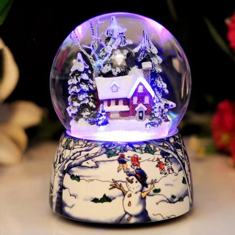 Custom animated Led lighted house Christmas spinning water globe