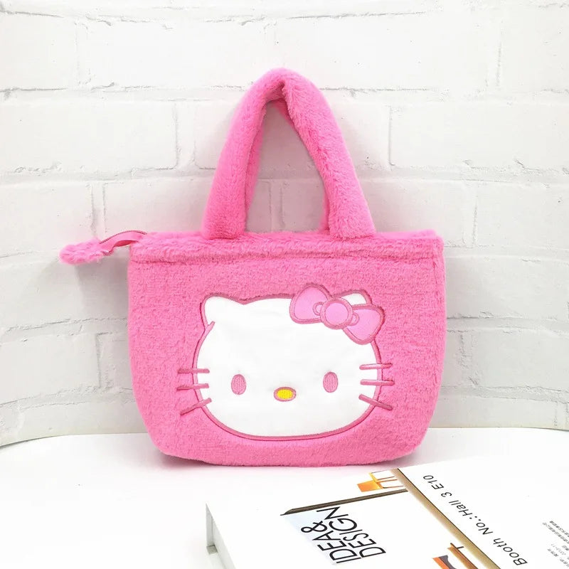 Cartoon Anime Plushie Shoulder Bag Kawaii My Melody Kittys Kuromi Cinnamoroll Soft Plush Handbag Children All-Match Tote Gifts