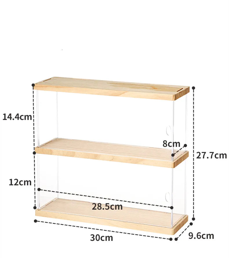 Wooden Display Box Blind Box Storage Box Acrylic Cartoon Doll Organizer Holder Figurines Case for Dimoo POP MART Collect