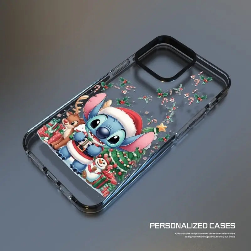 Disney Stitch Christmas Cute Phone Case For iPhone 16 15 14 13 12 11 Pro Max X XR XS MAX 7 8 Plus Y2k Mini Christmas Tree Cases