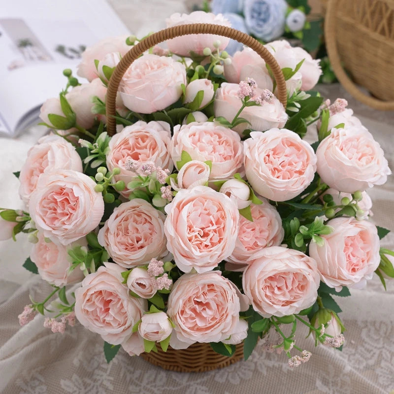 1pc Artificial Flower silk Peony rose Bouquet for Christmas Home Table vase Wedding bridal bouquet Decoration diy gift Hot sales