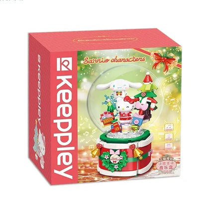 Christma Gift Keeppley Pokemon Sanrio Wish Music Box Model Picchu Hellokitty Assembly Building Block Decoration Toy for Children