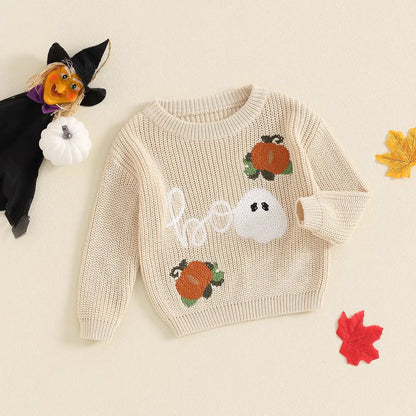 MISOWMNJOY Winter Baby Knitted Clothes for Boys Girls Halloween Sweaters Pumpkin Long Sleeve Crochet Children Pullover Jumper