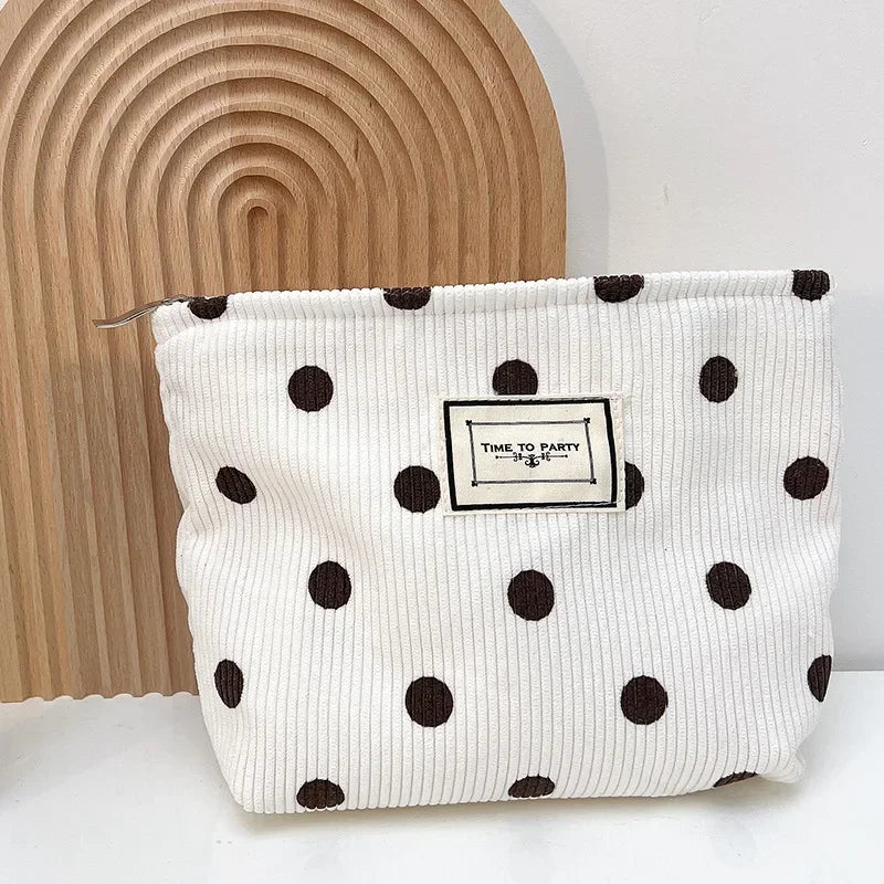 Corduroy Cosmetic Wash Bag Women Travel Leopard Print Makeup Pouch Lipstick Phone Organizer Case Women Clutch Make Up Bags