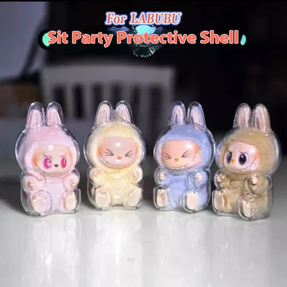 Labubu Vinyl Protective Cover Cotton Doll Slippery Bag Pendant Sitting Party Transparent Acrylic Shell Dustproof Hanging Cover