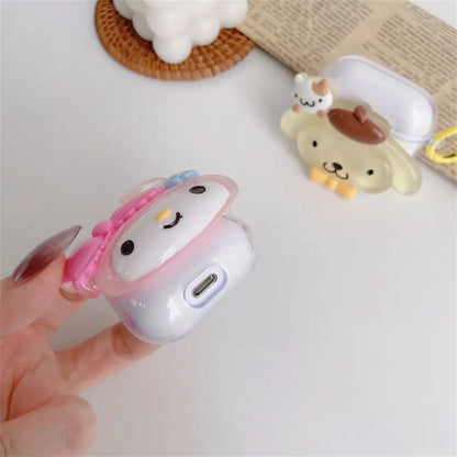 Sanrio Bluetooth Earphone Case For Airpods Pro 1 2 3 Luminous 3D Cinnamoroll My Melody Doll Earphone Accessories Air Pod Cover