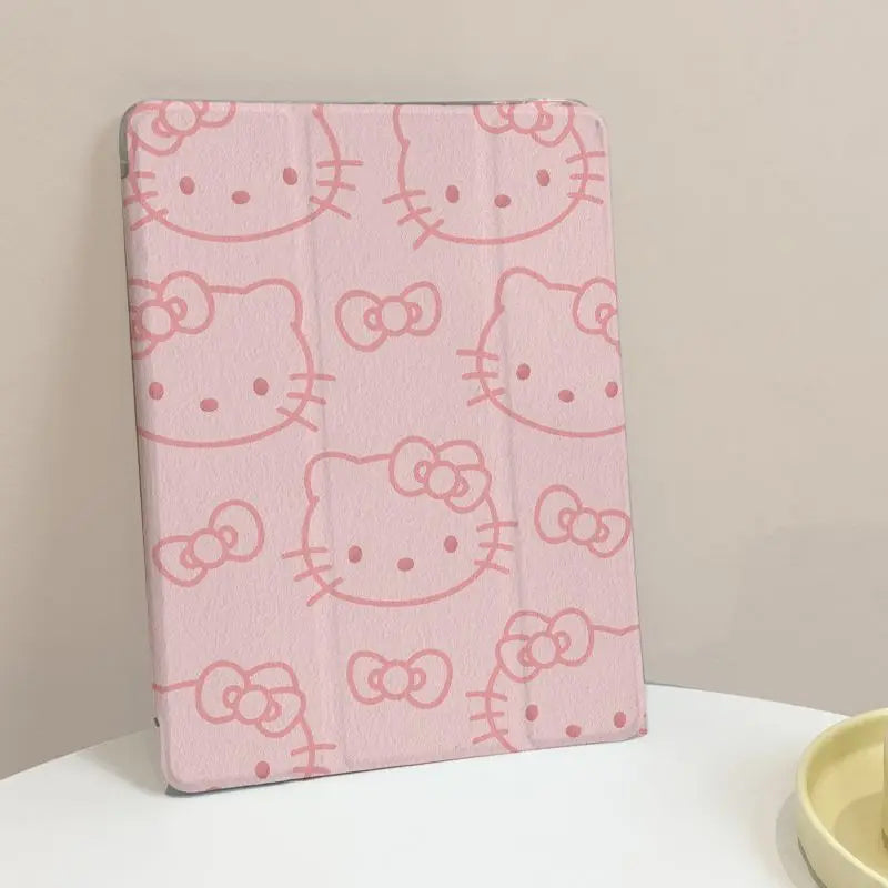 Kawaii Hello Kitty IPad Protective Shell MINISO Anime Cinnamoroll Lovely Cartoon Anti Fall Measures for Mini5 Air5 4 Ipadpro