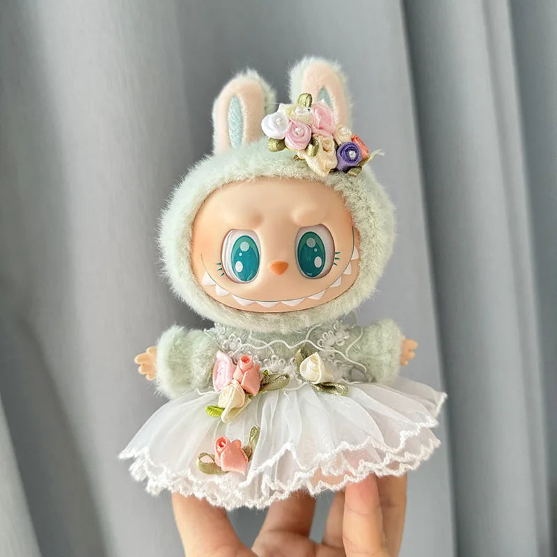 17cm Labubu II Idol Dolls Sitting Party Cute Mini Plush Doll'S Clothes Outfit Accessories For Korea Kpop Exo Clothing DIY Gift