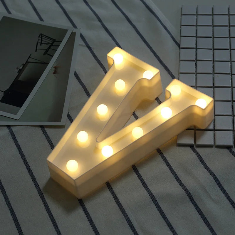 16/21CM DIY Luminous Lights LED Letter Night Light Creative Letters Alphabet Number Battery Lamp Romantic Party Decoration