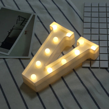 16/21CM DIY Luminous Lights LED Letter Night Light Creative Letters Alphabet Number Battery Lamp Romantic Party Decoration