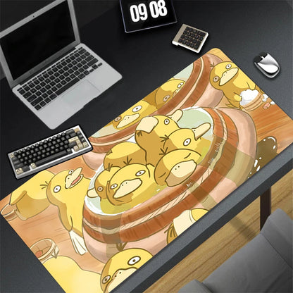 Kawaii Japan Anime Mouse Pad PC Yellow Star Duck Gamer Cabinet Keyboard Rug XXL P-pokemon P-psyduck Mousepad Large Cute Desk Mat