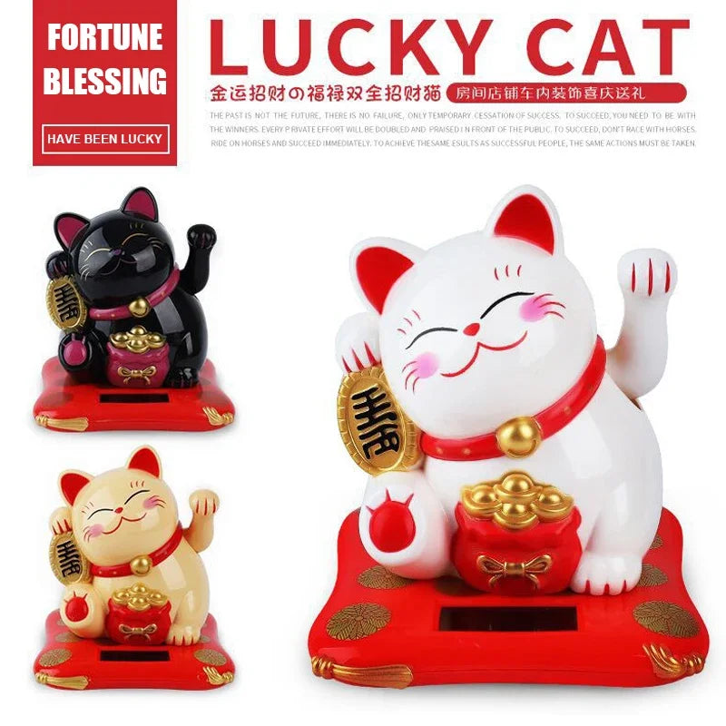 2.5 Japanese Solar Wave Hand Lucky Cat Or Office Home Decorative Car Decorations New Year Figurines Miniatures Hanging Home Deco