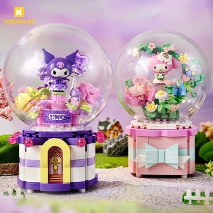 Keeppley Building Blocks Sanrio Music Box Kuromi My Melody Educational Splicing Toy Model Desktop Ornament Collection Gift