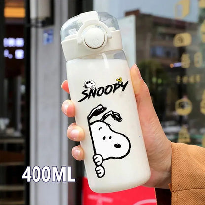 Snoopy Straw Water Cup Portable Plastic 600/400ML Charlie Browns Transparent Outdoor Large Capacity Sport Cute Water Bottle