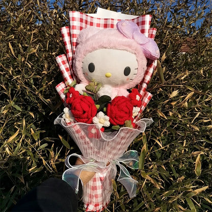 Hot Plush Bouquet Hello Kitty Kuromi My Melody Cinnamoroll Anime Plush Doll Toy Woman Valentine's Day Girls Christmas Gifts