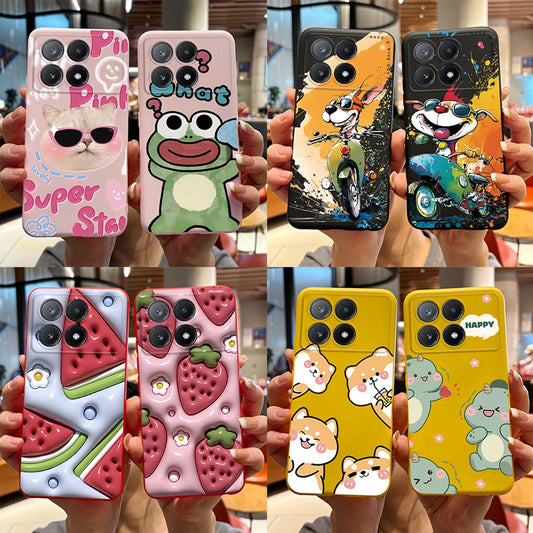 For Xiaomi Poco X6 Pro 5G Case Cute Cartoon Cat Frog Cover Soft TPU Phone Case For Xiaomi Poco X6 PocoX6 Pro X6Pro Fundas Bumper