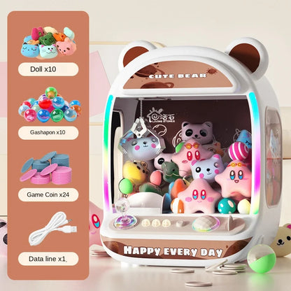 DIY Automatic Doll Machine Kids Coin Operated Play Game Mini Claw Catch Toy Crane Machines Music Doll for Christmas gifts