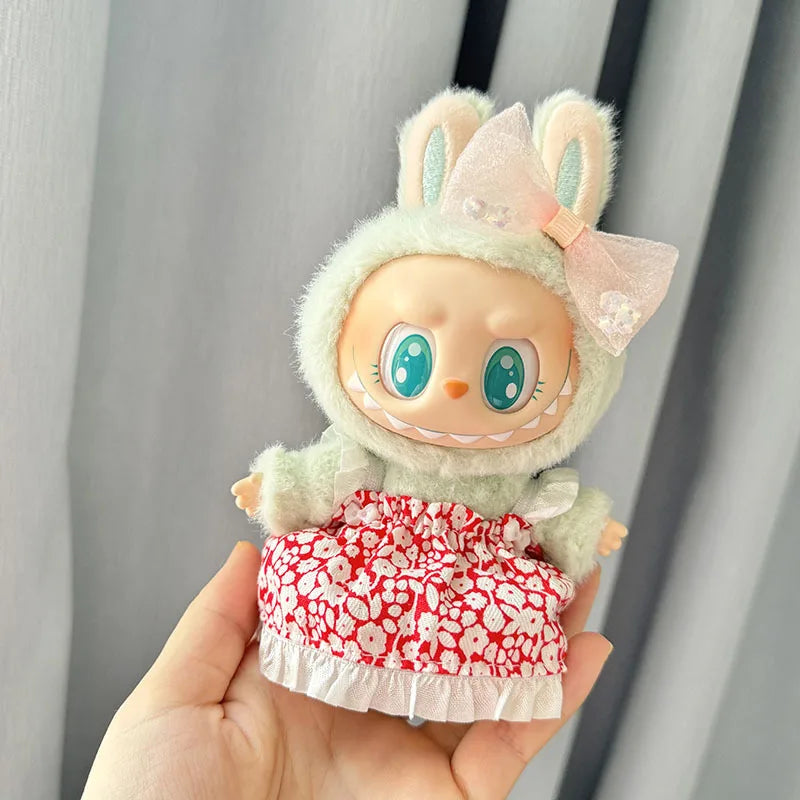 Plush Doll'S Clothes Outfit Accessories For Korea Kpop Exo Labubu v1 v2 Idol Dolls siting party Candy plaid skirt Clothing Gift