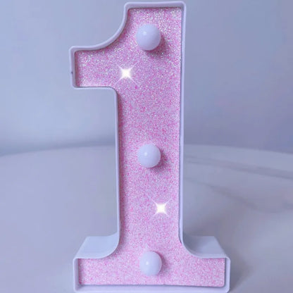 Pink Romantic Luxury LED Light 6.3-inch Pink Decorative Alphabet Number Light Battery Powered Christmas Decorative Light Wedding