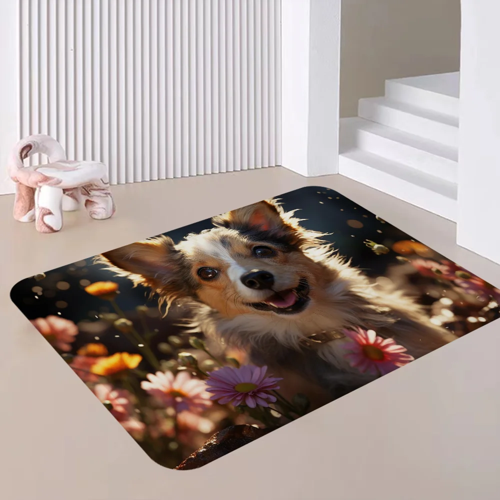 Cute Dog Long Rugs Cheaper Anti-slip Modern Living Room Balcony Printed Bedside Area Rugs