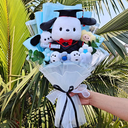 Sanrio Bouquet Cartoon Cinnamoroll Melody Kuromi With Graduation Hats Handmade Cute Anime Valentine's Day Graduation Girls Gift