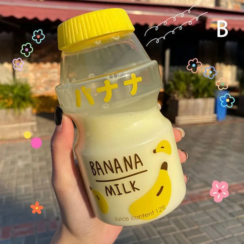 480ml Plastic Cute Water Bottle With Straps Carton Kawaii Tour Fruit Drinking Milk Portable Kids Water Cup