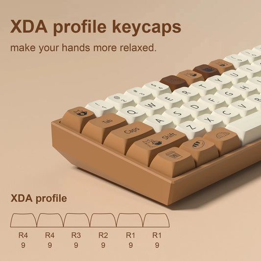 143 keys Coffee Cat PBT Keycap 5 Sides DYE-SUB XDA Profile Customized Keycaps For Cherry MX Switch Gamer Mechanical Keyboards