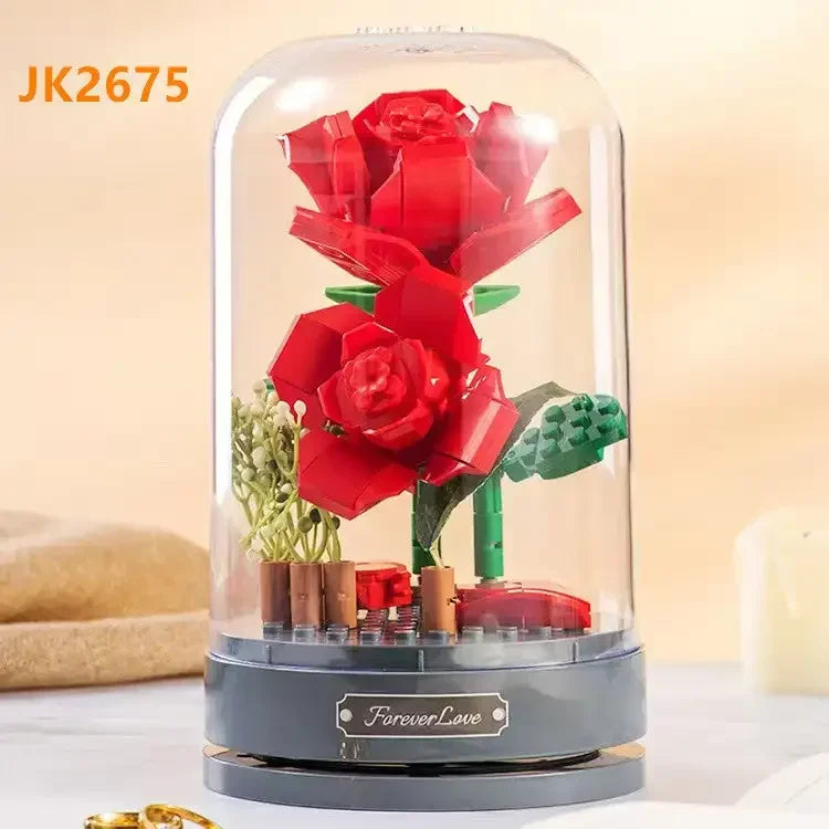 JAKI Blocks Teens Building Toys Bricks DIY Flowers Puzzle Music Box Home Decor Women Gift 2675 2676 2677 2678