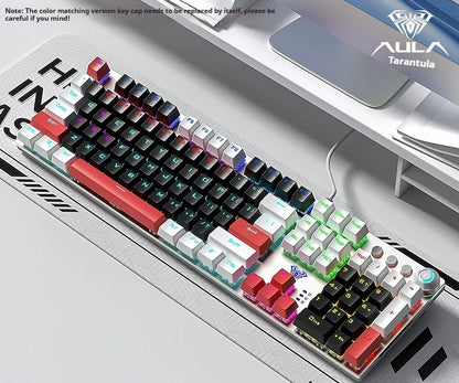 Aula F2088 Wired Mechanical Keyboard 108 Keys Green Axis Tea Black Red Axis Electronic Sports Games Computer Accessories