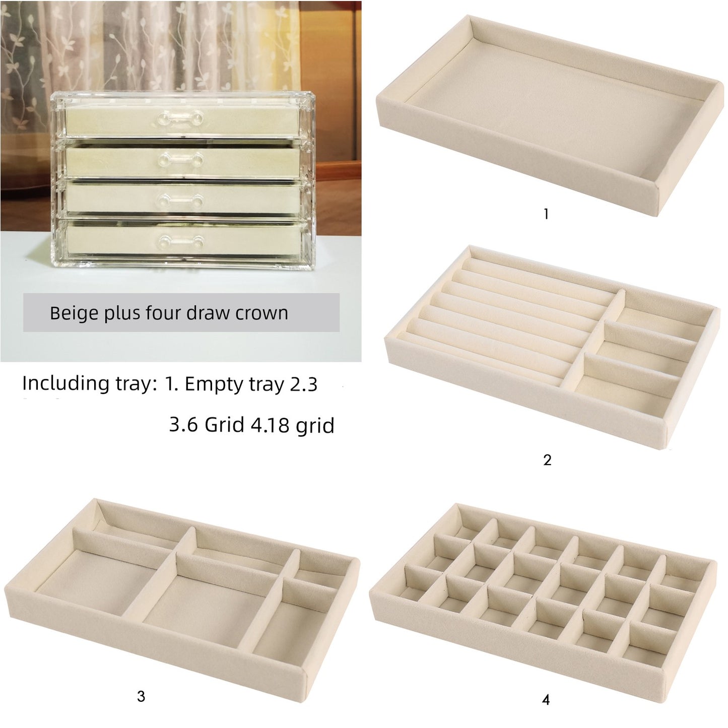 Beige Acrylic Jewelry Box Stud Earrings Earring Ring Necklace Bracelet Ornament Storage Box Jewellery Box