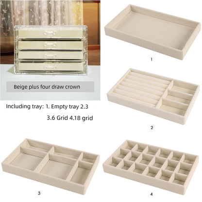 Beige Acrylic Jewelry Box Stud Earrings Earring Ring Necklace Bracelet Ornament Storage Box Jewellery Box