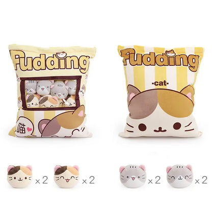 Cute Cat Snack Pillow Pudding Plushie A Bag Of Animal Plush Doll Removable Set Cute Kawaii Birthday Christmas Gift For Kids girl