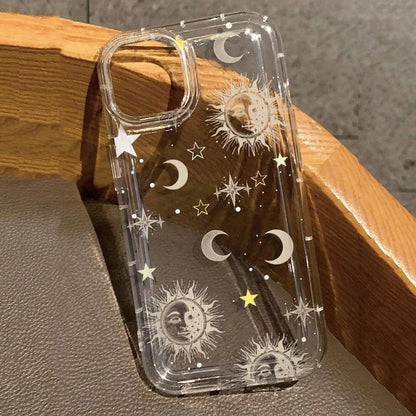 For Xiaomi Redmi Note 13 Pro 4G Case Redmi Note 10 12 11 Pro Plus 5G 9S 10S 11S 12S 12C 13C 4G Case Moon Stars Print Clear Cover