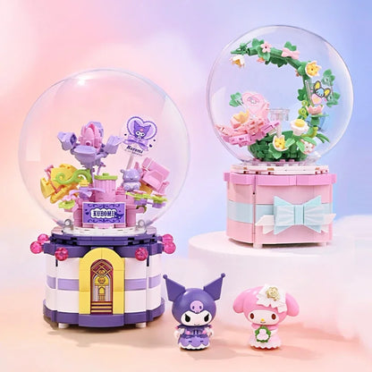 Keeppley Building Blocks Sanrio Music Box Kuromi My Melody Educational Splicing Toy Model Desktop Ornament Collection Gift