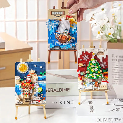 Loz Mini Animals Landscape Drawing Board Building Blocks Christmas Train Puzzle Assembly Model Toy Bricks Children Birthday Gift