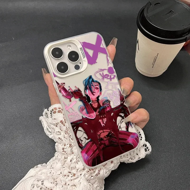 HOT League of Legends LOL Jinx Arcane Creative For iPhone Case 16 15 14 13 12 11 Pro XR XS Max 7 8 Plus Phone Y2K Cool INS Cover