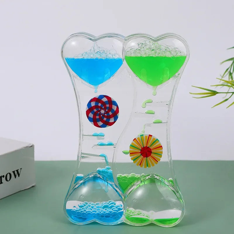 Liquid Oil Leakage Drops Peach Heart Acrylic Plastic Decoration Crafts Hourglass Student Gifts Children's Toy Festival