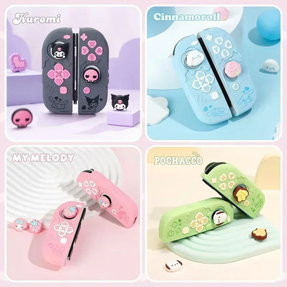 Sanrio Kuromi Cinnamoroll Pochacco Switch Ns/Oled Handle Protective Case Anti-Fall Digital Accessories Toy Birthday Gift