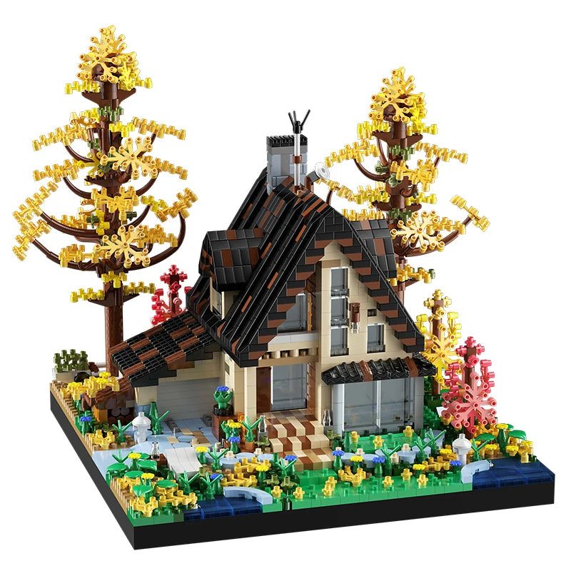 2635PC Forest Wooden House Building Blocks Cabin Model Bricks City Street View Kids Toys Educational Girls Boys Birthday Gift