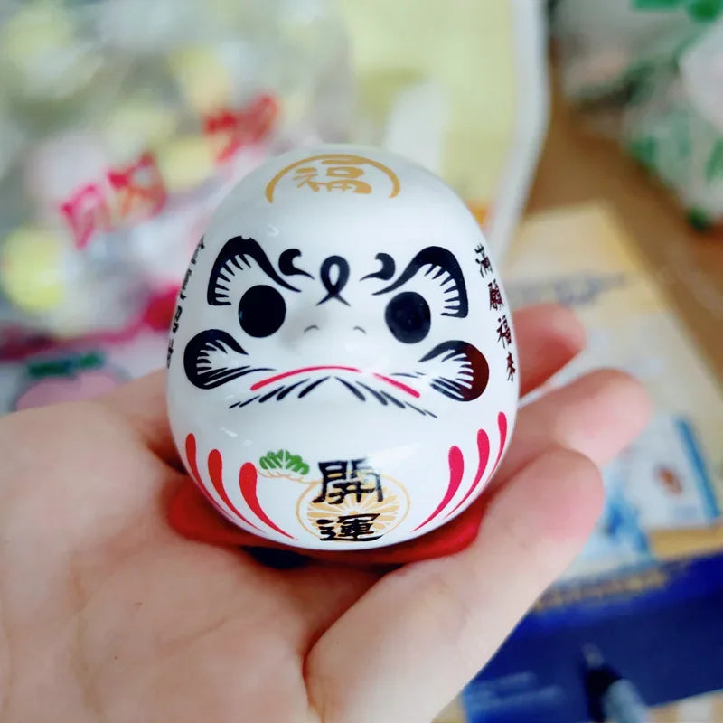 Japanese Ceramic Daruma Crafts Cartoon Lucky Cat Fortune Ornament Landscape Home Decor Accessories Gifts Living Room Decoration