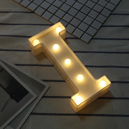 16/21CM DIY Luminous Lights LED Letter Night Light Creative Letters Alphabet Number Battery Lamp Romantic Party Decoration