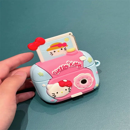 For Airpods 4 Case 2024,Hello Kitty Camera With Keychain Protective Earphone Silicone Cover For Airpod 4 Case Girls Women Funda