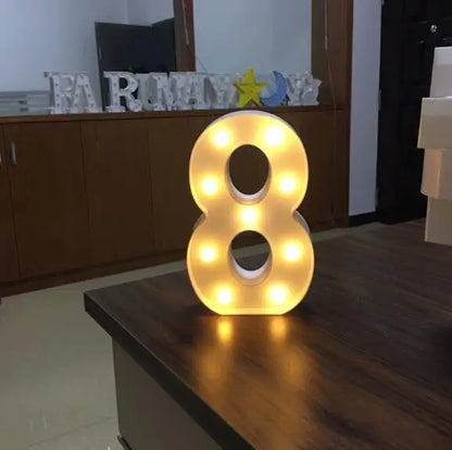 16/21CM DIY Luminous Lights LED Letter Night Light Creative Letters Alphabet Number Battery Lamp Romantic Party Decoration